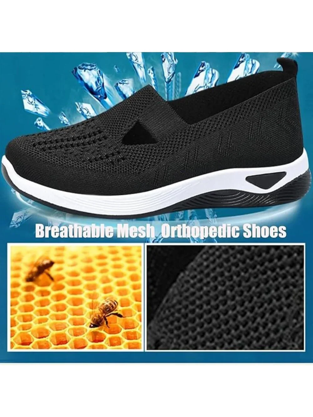 Women's White Woven Lightweight Non-Slip Arch Support Breathable Walking Shoes - Picture 6 of 6